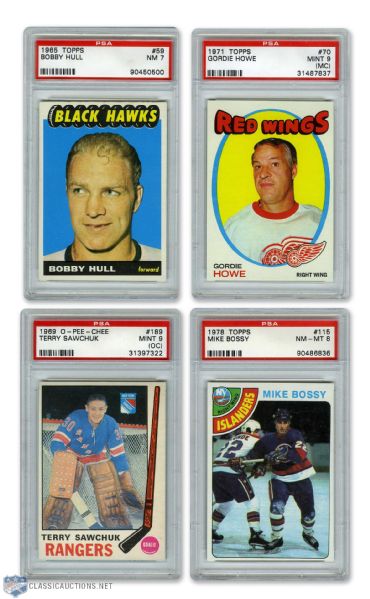 Rookies and Stars Graded Card Collection of 5 with Hull, Howe and Sawchuk