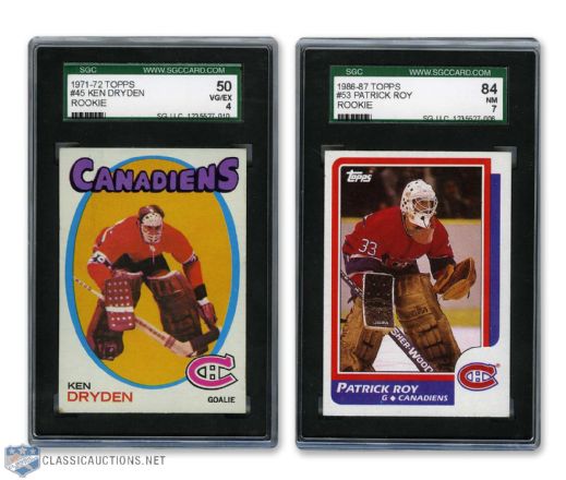 Montreal Canadiens Graded Card Collection of 5 with Ken Dryden and Patrick Roy RCs