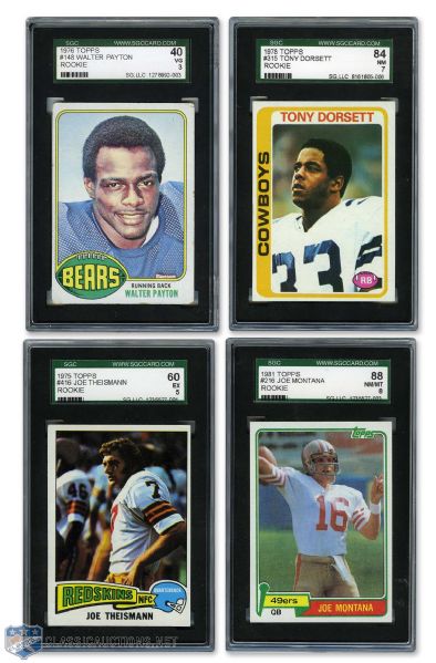 NFL Star and HOFer Graded Card Collection of 15 with Montana, Dorsett, Marino and Elway RCs
