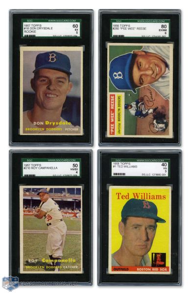 1940s-1950s Baseball Star and Rookie Card Collection of 19 with Many Graded