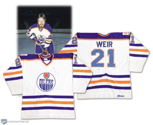 Stan Weirs 1979-80 Edmonton Oilers Game-Worn Jersey with LOA - Many Team Repairs!