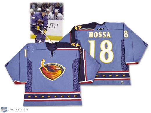 Marian Hossas 2006-07 Atlanta Trashers Game-Worn Jersey from 500th Point Game with Team LOA <br>- Photo-Matched!