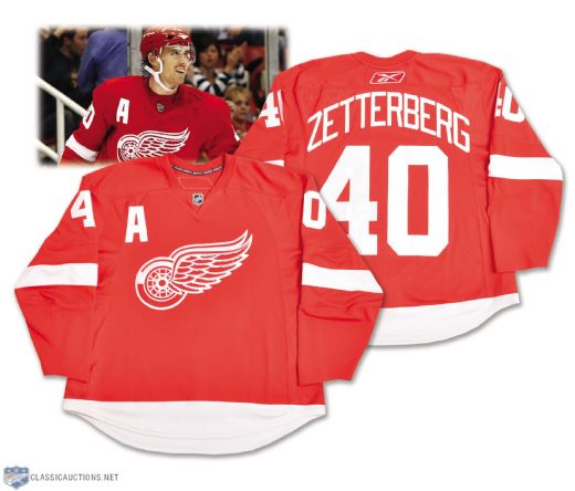 Henrik Zetterbergs 2007-08 Detroit Red Wings Game-Worn Alternate Captains Jersey with Team LOA