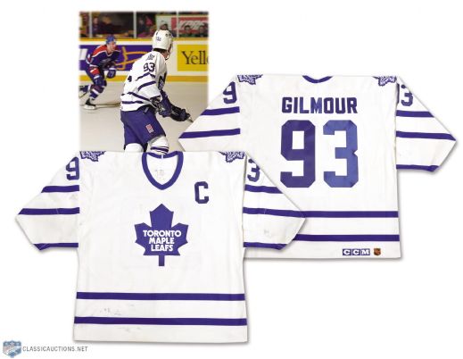 Doug Gilmours 1995-96 Toronto Maple Leafs Game-Worn Captains Jersey from 1000th Point Game! <br>- Photo-Matched !