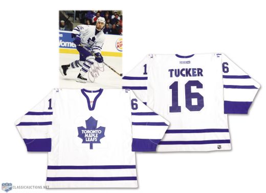 Darcy Tuckers 2002-03 Toronto Maple Leafs Game-Worn Jersey - Team Repairs!