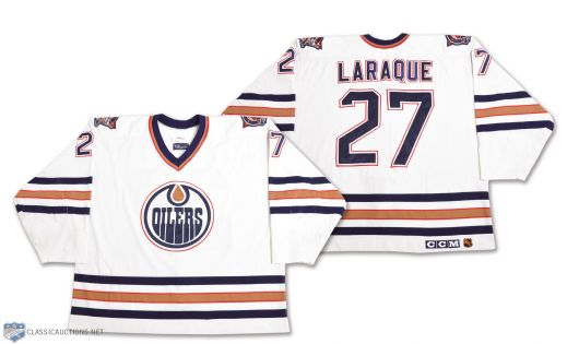 Georges Laraques 1997-98 Edmonton Oilers Game-Worn Jersey with Team LOA <br>- Numerous Team Repairs!