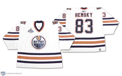 Ales Hemskys 2005-06 Edmonton Oilers Stanley Cup Finals Game-Worn Jersey with LOA - Photo-Matched!
