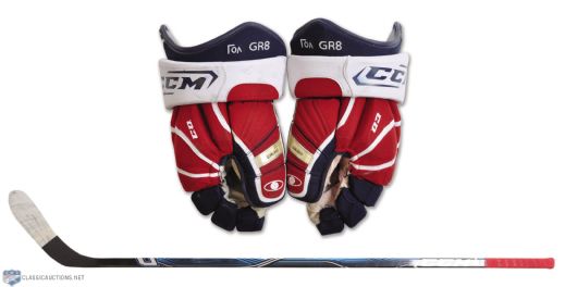Alexander Ovechkins Washington Capitals Game-Used Gloves and Stick