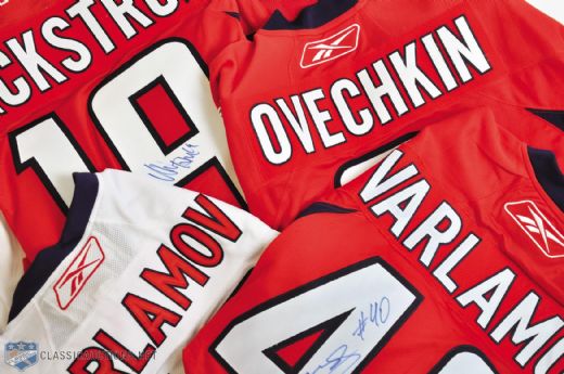 Washington Capitals Signed Jersey Collection of 5 Featuring Ovechkin 2008 ASG and 2008 Richard Trophy