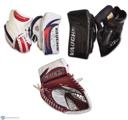 Bryzgalov, Neuvirth and Theodore Game-Used Glove and Blocker Collection of 5