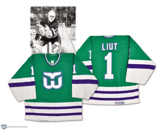 Mike Liuts 1989-90 Hartford Whalers Game-Worn Jersey - Video and Photo-Matched!