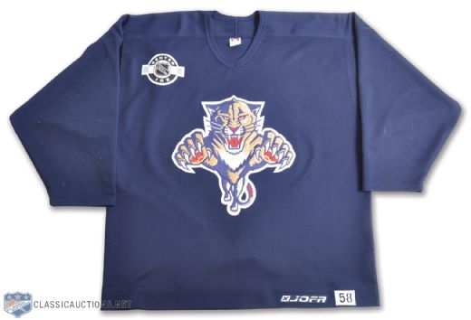 Jay Bouwmeesters 2003-04 Florida Panthers Practice-Worn Jersey with LOA