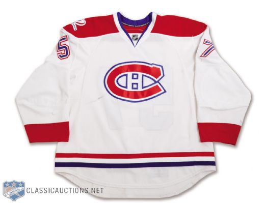 Benoit Pouliots 2009-10 Montreal Canadiens Game-Worn Playoffs Jersey with Centennial Patch and Team LOA