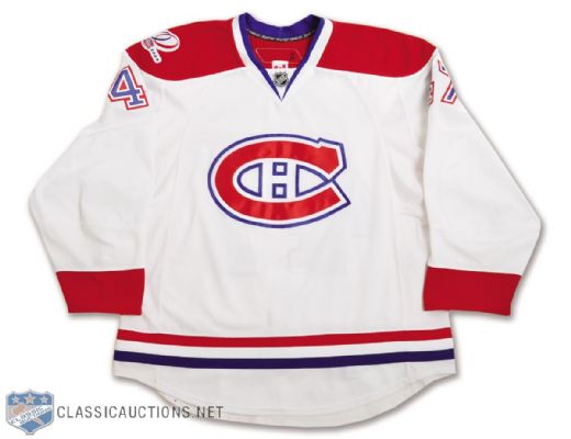 Marc-Andre Bergerons 2009-10 Montreal Canadiens Game-Worn Jersey with Centennial Patch and Team LOA