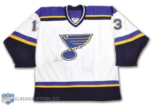 Valeri Bures 2002-03 St. Louis Blues Game-Worn Playoffs Jersey with LOA