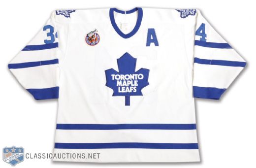 Jamie Macouns 1992-93 Toronto Maple Leafs Alternate Captains Game-Worn Jersey with Centennial Patch