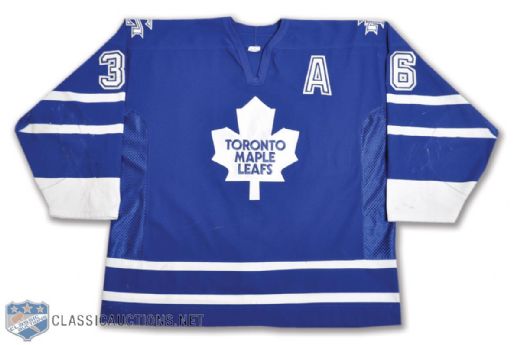 Dmitry Yushkevichs 2000-01 Toronto Maple Leafs Game-Worn Alternate Captains Jersey with LOA