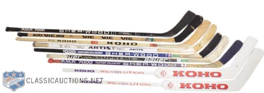Montreal Canadiens Stars Stick Collection of 9 with Two Patrick Roy Sticks