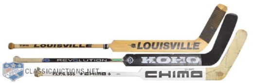 Star Goalies Andy Moog, Felix Potvin and Mike Liut Game-Used Sticks Collection of 3