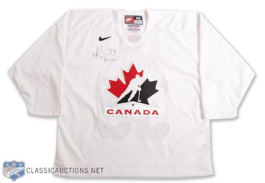 Kris Drapers 2004 World Cup Team Canada Signed Practice-Worn Jersey with Hockey Canada LOA