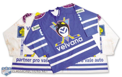 HC Velvana Kladno 1990s Czech Extraliga Game-Worn Jersey Collection of 11