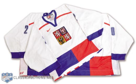 Czech National Hockey Team 1990s Game-Worn Jersey Collection of 11