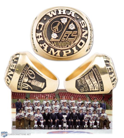 Winnipeg Jets 1978-79 Avco Cup Championship 10K Gold and Diamond Ring