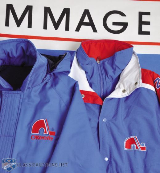 Quebec Nordiques Collection Including Guy Lafleur Banner and Mario Marois Winter Jackets (2)