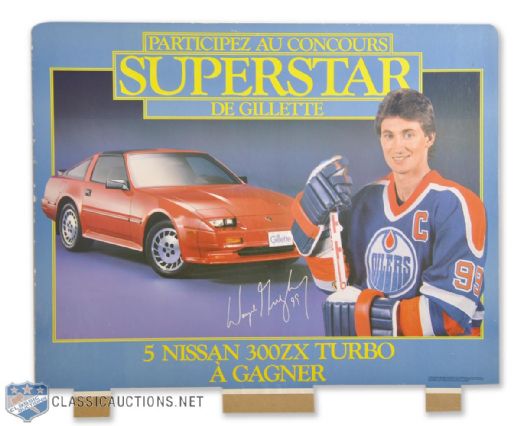 Wayne Gretzky 1986-87 Edmonton Oilers Gillette Store Display Sign (24 1/2" x 20 1/2")
