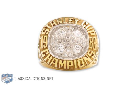 Wayne Gretzky 1988 Edmonton Oilers Stanley Cup Gold Plated Sterling Silver Replica Ring