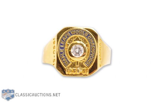 Bill Barilko 1950-51 Toronto Maple Leafs Stanley Cup Championship Gold Plated Brass Replica Ring