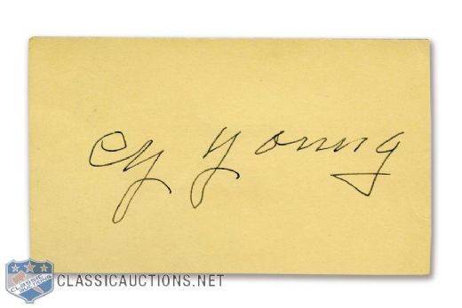 HOFer Cy Young Signed Government Postcard PSA/DNA