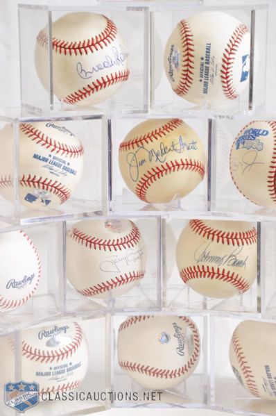 Baseball HOFers / Stars Single-Signed Baseball Collection of 21