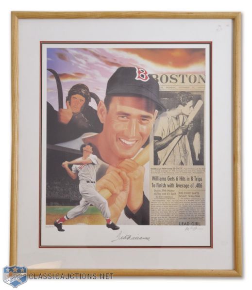 Ted Williams Boston Red Sox Signed Triple Crown Limited-Edition Framed Lithograph (25" x 29")