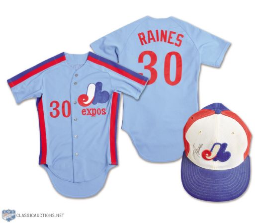 Tim Raines 1980 Montreal Expos Game-Worn Jersey and Signed Game-Worn Cap