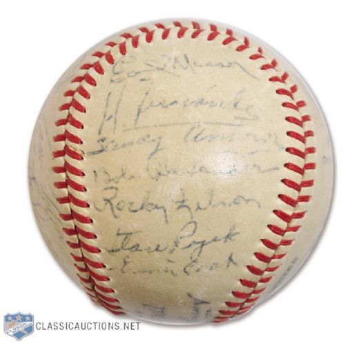 1953 Montreal Royals Team-Signed Baseball by 24 with HOFers Alston, Williams and Lasorda <br>- Junior World Series Champs!