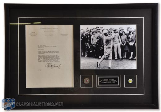 Golf Legend Bobby Jones 1941 Signed Letter Framed Display (18" x 26")