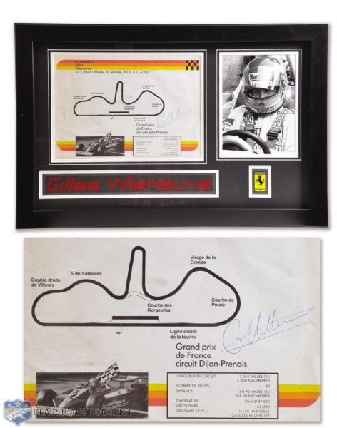 Ferrari Formula One Racing Legend Gilles Villeneuve Autographed Framed Display (19" x 29")