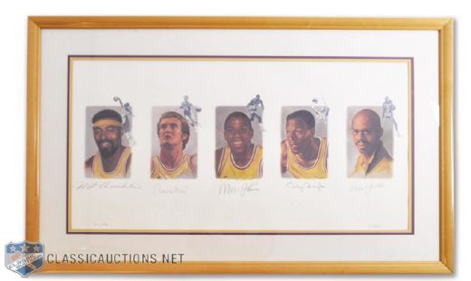 Los Angeles Lakers "Legends" Signed Limited-Edition Framed Lithograph (27" x 45")