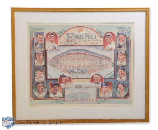 Ebbets Field and the Dodgers HOFers Who Played There Dick Perez Limited Edition Framed Lithograph
