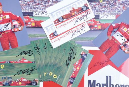 Michael Schumacher Signed Ferrari Photo and Postcard Collection of 15