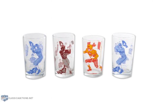 1960s York Peanut Butter CFL Football Glass Collection of 4