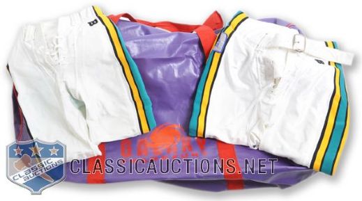 WLAF Early-1990s Frankfurt Galaxy Equipment Bag and Sacramento Surge Game-Used Pants (2)