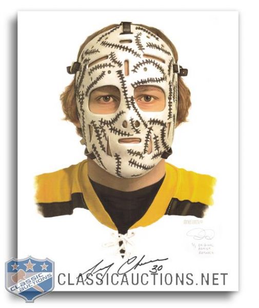 "The Mask" Gerry Cheevers Signed Print by Daniel Parry - Original Artist Retouch 1/1 (9" x 12")