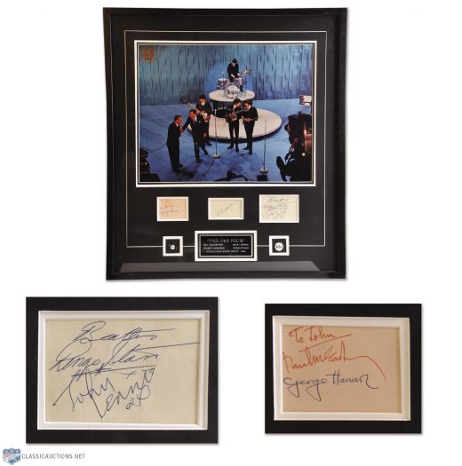 The Beatles Signed "Ed Sullivan Show" Framed Display with Frank Caiazzo and Tracks LOAs <br>(30 1/4" x 26 7/8")