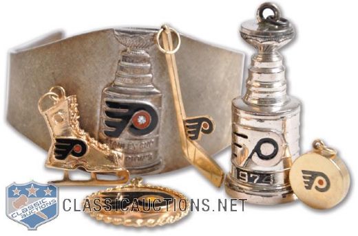 Ed Van Impes Vintage Philadelphia Flyers Gold and Silver Jewelry Collection of 6