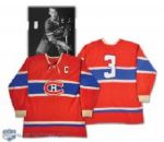 Emile "Butch" Bouchards 1955-56 Montreal Canadiens Game-Worn Captains Jersey <br>- Team Repairs! - Photo-Matched!
