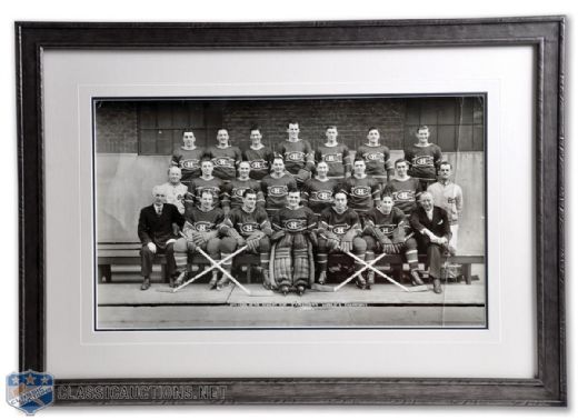 Emile "Butch" Bouchards 1945-46 Stanley Cup Champions Montreal Canadiens Panoramic Team Photo (18" x 25 1/2")
