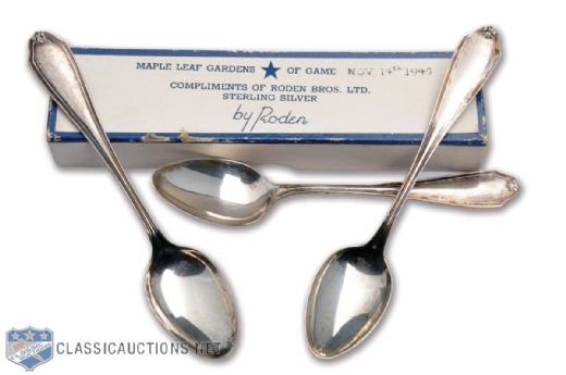 Emile "Butch" Bouchards 1945 Maple Leaf Gardens "Star of the Game" Spoons in Box