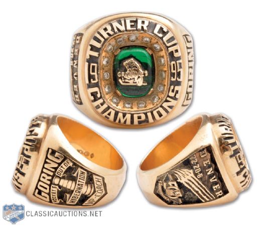 Robert "Butch" Goring 1994-95 IHL Denver Grizzlies Turner Cup Championship 10K Gold and Diamond Ring